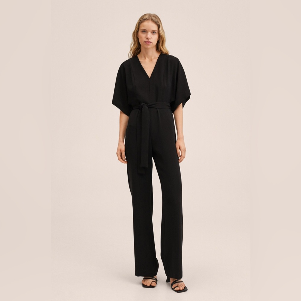 MNG mango black wide leg jumpsuit size xxs